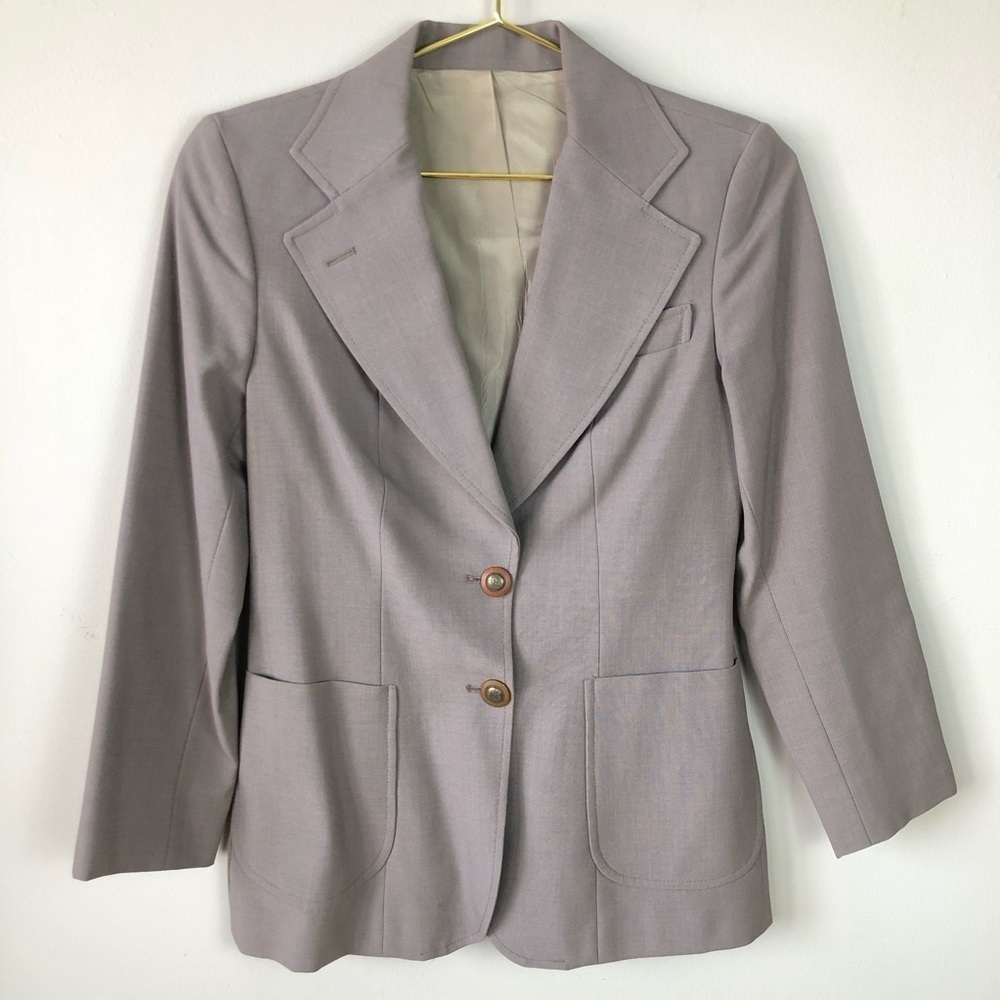 Vintage Bagatelle by Margaret Godfrey Taupe Wool Hourglass Blazer S